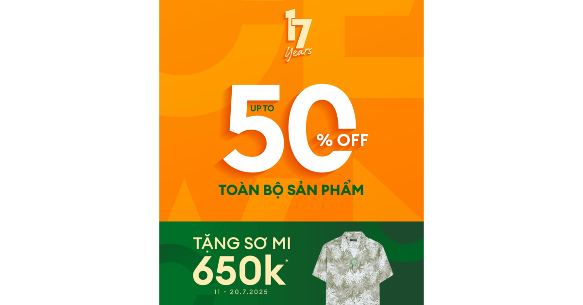 ƯU ĐÃI MỪNG SINH NHẬT OWEN 17 NĂM - GIẢM TỚI 50% TOÀN BỘ SẢN PHẨM