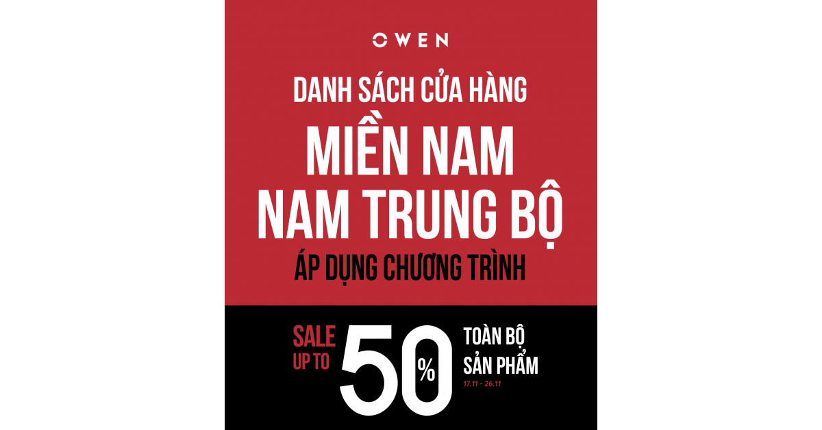 DANH SÁCH CỬA HÀNG MIỀN NAM - NAM TRUNG BỘ ÁP DỤNG CHƯƠNG TRÌNH BLACK FRIDAY
