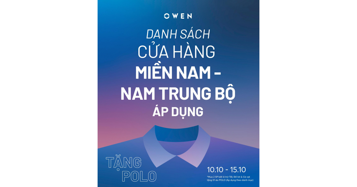 DANH SÁCH CỬA HÀNG MIỀN NAM - NAM TRUNG BỘ ÁP DỤNG CHƯƠNG TRÌNH TẶNG POLO