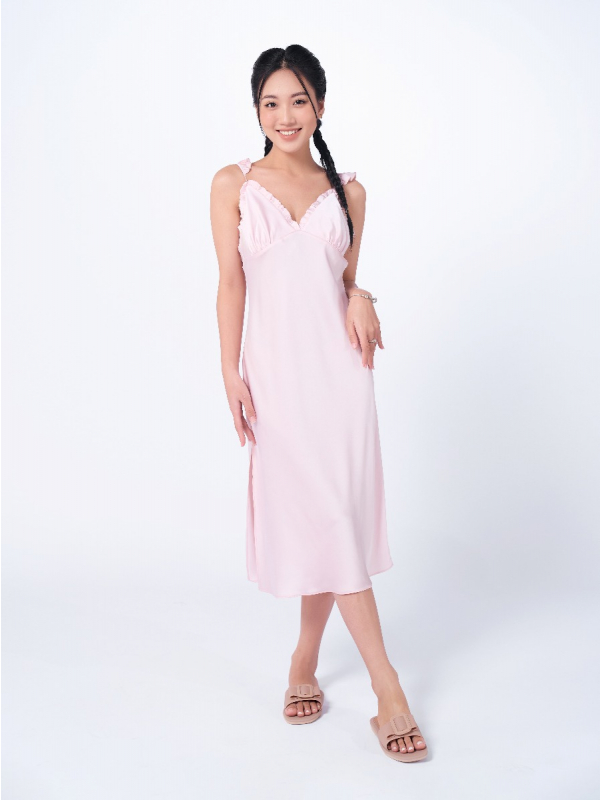 Đầm mặc nhà dài satin màu trắng (MN) – NICEON.COM.VN